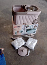 Spin Mop with Bigger Wheels and Plastic Auto Fold Handle for 360 Degree Cleaning